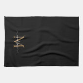 Elegant Modern Black Gold Monogram Script Name Theedoek (Horizontaal)