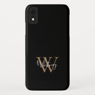 Elegant Modern Black Gold Script Monogram Naam iPhone XR Hoesje