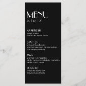 Elegant Modern Black met White Wedding Menu (Voorkant)