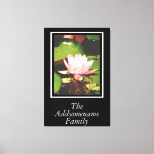 Elegant modern Black Photo Family Floral Script Canvas Afdruk