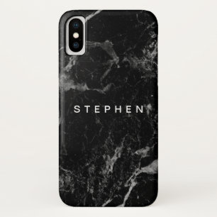 Elegant Modern Black Plain Marble iPhone X Hoesje