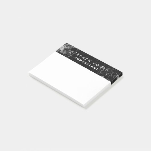 Elegant Modern Black Plain Marble Post-it® Notes (Schuin)