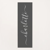 Elegant Modern Black Script Calligraphy Name Chic Yogamat (Voorkant)