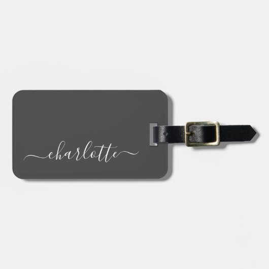 Elegant Modern Black Script Name Personated Bagagelabel (Voorkant horizontaal)