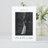 Elegant modern Black Signature Script Weddenschap Bedankkaart (Staand voorkant)