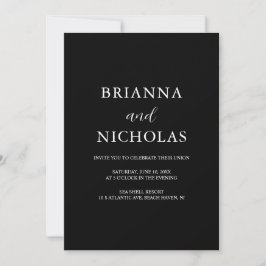 Elegant Modern Black Wedding All-in-one Kaart