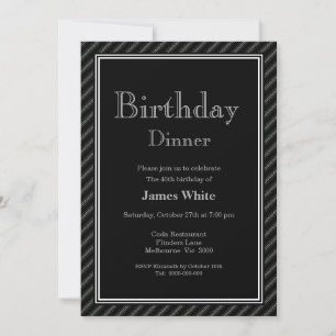 Elegant Modern Black & White 40th Birthday Dinner Kaart