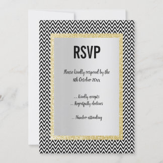 ELEGANT MODERN BLACK WHITE CHEVRON RSVP RESPONS KAART