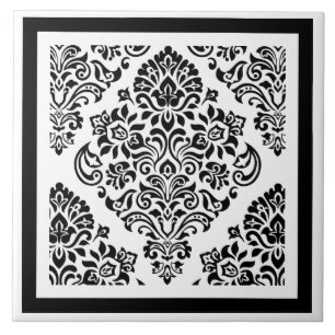 Elegant Modern Black White Damask Pattern Trendy Tegeltje