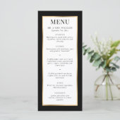 Elegant Modern Black White en Gold Wedding Menu (Staand voorkant)