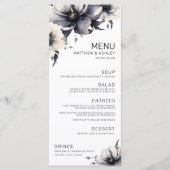 Elegant Modern Black White Floral Wedding Menu (Voorkant)
