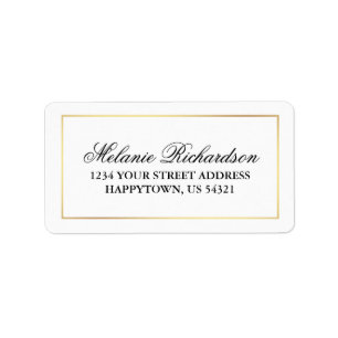 Elegant Modern Black White Gold Wedding Etiket