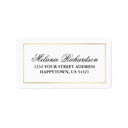 Elegant Modern Black White Gold Wedding Etiket (Voorkant)