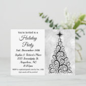 Elegant Modern Black White Kerstfeestdag Kaart (Staand voorkant)