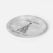 Elegant Modern Black White Kerstfeestdag Papieren Bordje (Gekanteld)