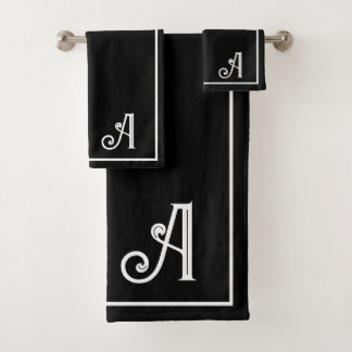 Elegant Modern Black &white Monogram   Bad Handdoek