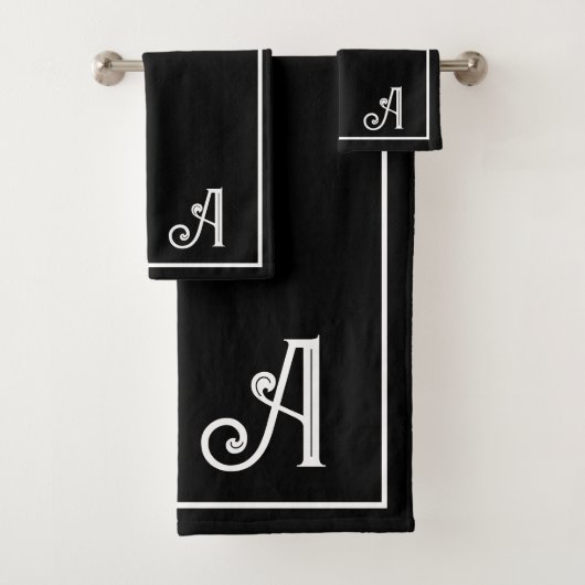 Elegant Modern Black &white Monogram   Bad Handdoek (Insitu)
