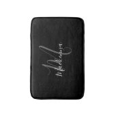 Elegant Modern Black White Monogram Script Name Badmat (Voorkant Verticaal)