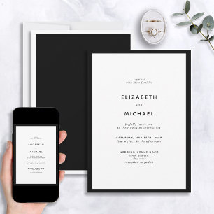 Elegant Modern Black & White Typography Wedding Kaart