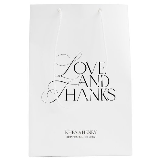 Elegant Modern Black & White Wedding Welcome Medium Cadeauzakje (Voorkant)