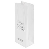 Elegant Modern Black & White Wedding Welcome Wijn Cadeautas (Voorkant Gekanteld)