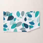 Elegant modern blauw en groen blad patroon | bad handdoek (Handdoek)