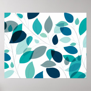 Elegant modern blauw en groen lederen patroon poster