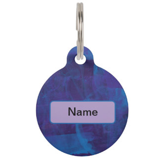 Elegant modern blauw en Paarse Splatter schilderij Huisdierpenning