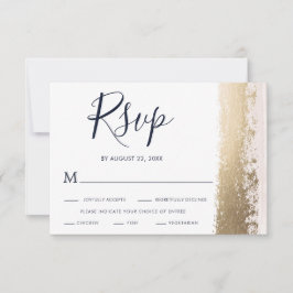Elegant, modern, blauw, goudbruin RSVP-Kaart RSVP Kaartje