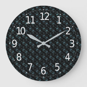 Elegant Modern Blauw Hartjes en Sleutels Patroon Grote Klok