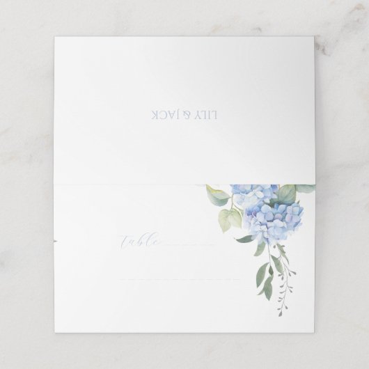 Elegant Modern Blauw Hydrangea Trouwtafel (Buitenkant ongevouwen)