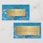 Elegant modern blauw marmer Gold Visitekaartje (Voorkant / Achterkant)