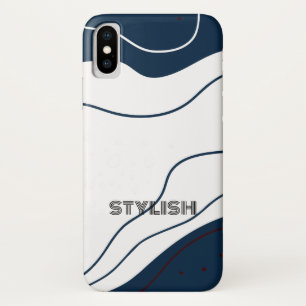 Elegant & Modern Blauw & Wit iPhone X Hoesje