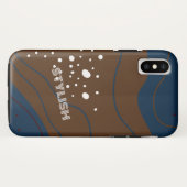 Elegant & Modern Blauw & Wit Case-Mate iPhone Case (Achterkant (horizontaal))