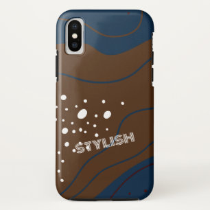 Elegant & Modern Blauw & Wit iPhone X Hoesje