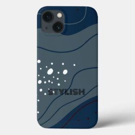 Elegant & Modern Blauw & Wit iPhone 13 Hoesje