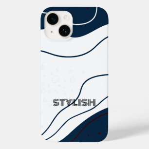 Elegant & Modern Blauw & Wit Case-Mate iPhone 14 Hoesje