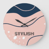 Elegant & Modern Blauw & Wit Grote Klok (Voorkant)