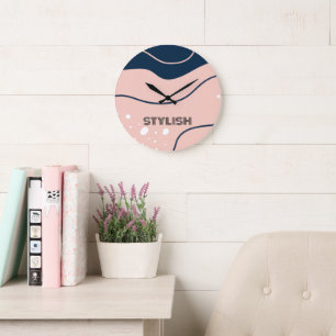 Elegant & Modern Blauw & Wit Grote Klok