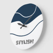 Elegant & Modern Blauw & Wit Grote Klok (Hoek)