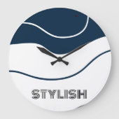 Elegant & Modern Blauw & Wit Grote Klok (Voorkant)