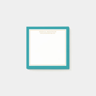 Elegant & modern Blauwgroen/wit/goud op maat Post-it® Notes