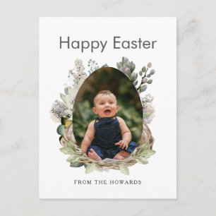 Elegant Modern Bloem Pasen   Gelukkig Pasen Foto Feestdagenkaart