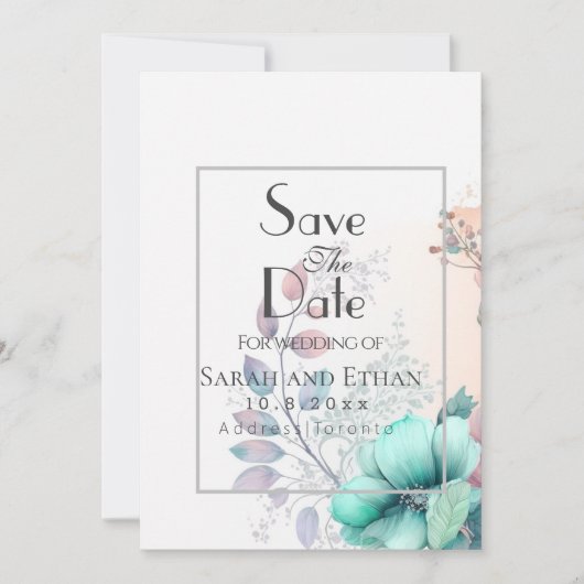 Elegant modern bloemmotief  save the date (Voorkant)