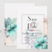 Elegant modern bloemmotief  save the date (Voorkant / Achterkant)