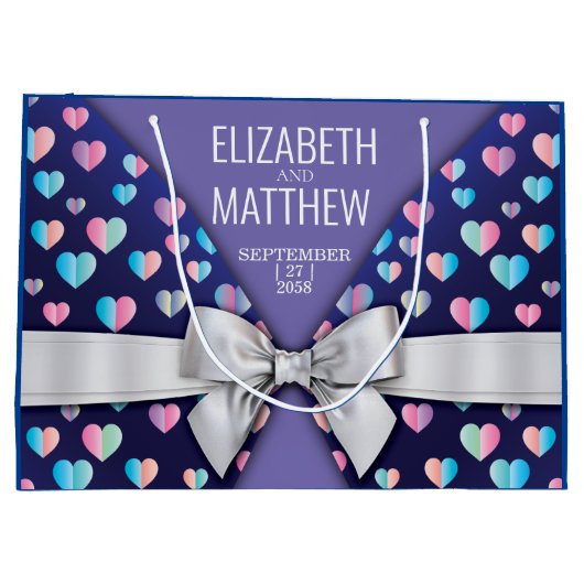 Elegant modern blok- en hartspetselontwerp groot cadeauzakje (Achterkant)