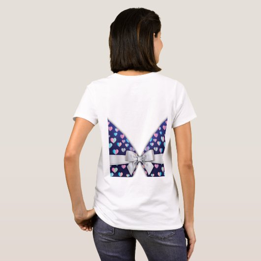 Elegant modern blok- en hartspetselontwerp t-shirt (Achterkant volledig)