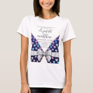 Elegant modern blok- en hartspetselontwerp t-shirt