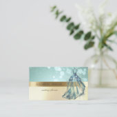 Elegant Modern Blue Dress Visitekaartje (Staand voorkant)