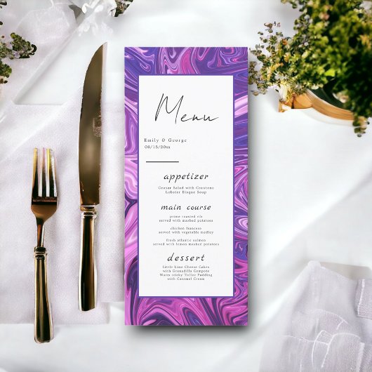 Elegant Modern Blue Galaxy Abstract Art Wedding Menu